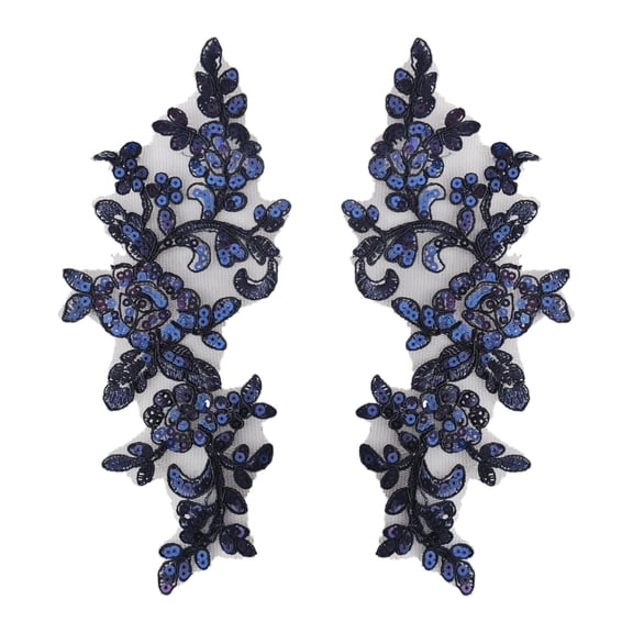 1 Pair Lace Applique Lace s for Sewing Crafts Decorating Wedding Dress Dark Blue