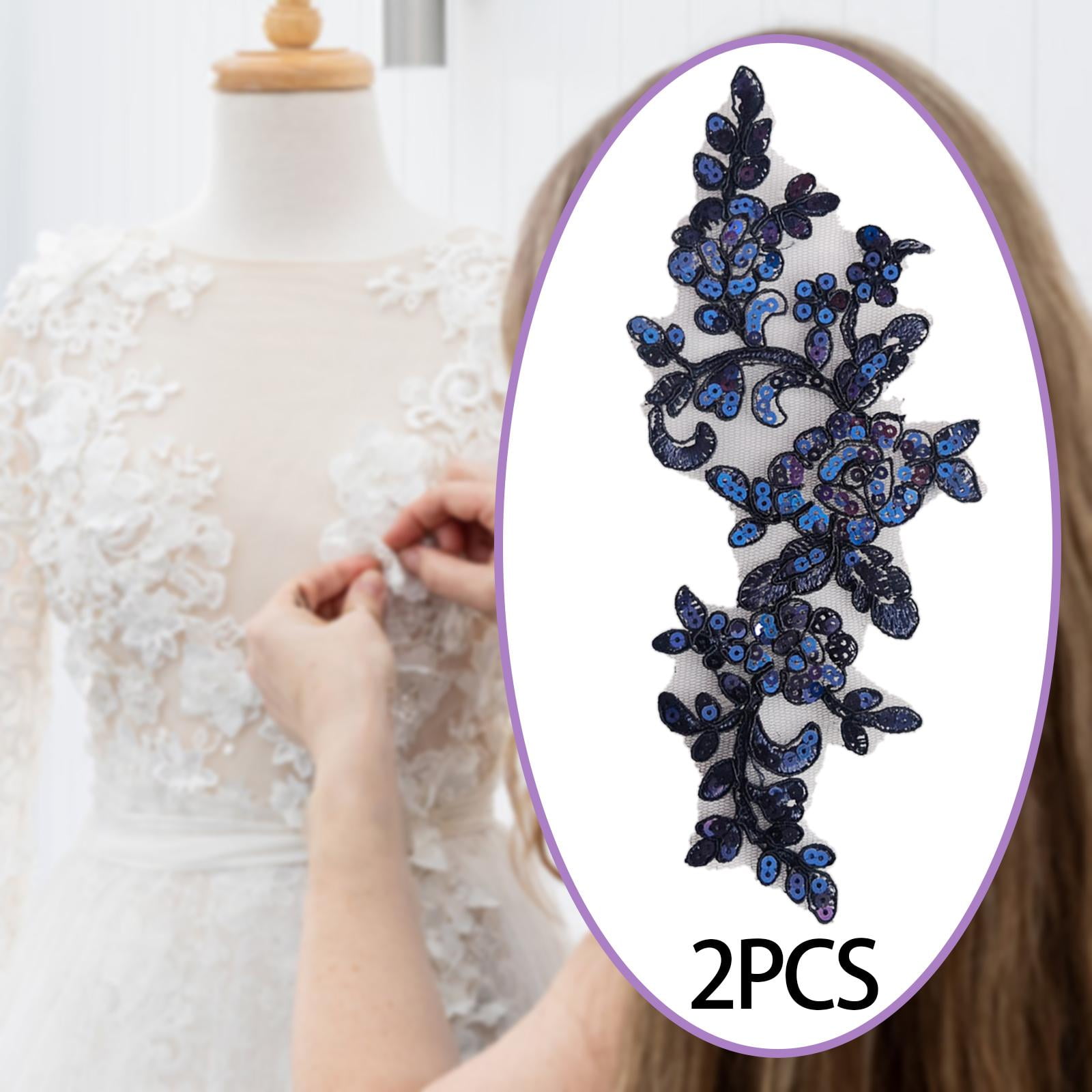 chinese dress ladies Beautiful Floral Motif Black Beaded Patch for Blazers/Gowns  JHONEA  ACCESSORIES