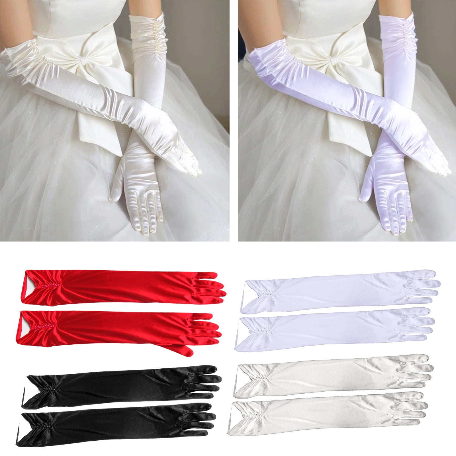 1 Pair Ladies Gloves Bride Wedding Gloves Over Elbow Length Romatic ...