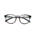 thumbnail image 1 of 1 Pair Ladies Womens Round Big Frame Blue Light Blocking Reading Glasses Spring Hinge Readers +1.75, 1 of 6