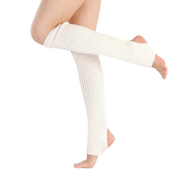 1 Pair Latin Socks Open Heels Elastic Soft Anti-slip Foot Protection Solid Color Toeless Warm Ballet Belly Modern Dance Socks Leg Warmers Knitted Leg Cover Sleeves