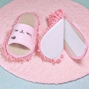 1 Pair Lazy Mop Slippers, Detachable Dust Floor Cleaning, Reusable Comfortable Winter Floor Cleaning Mop Shoes Pink