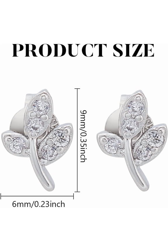 1 Pair Leaf Brass Rhinestone Stud Earrings Leaf Dainty Cartilag Stud Earrings Platinum Jewelry Accessory for Christmas Mother's day Valentine's Day Elegant Gifts 9x6mm