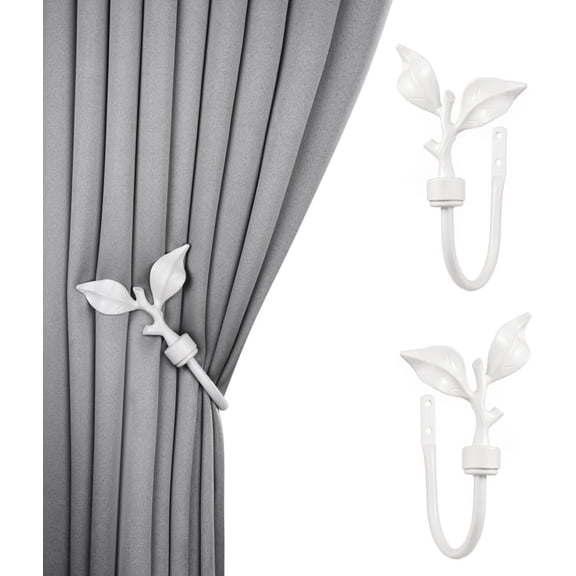 1 Pair of Leaf Shaped Curtain Holdbacks Metal Curtain Side Holders for Wall, Antique Brass Curtain Tieback Hook Pull Backs for Drapes Window Home Decoration,Bronze