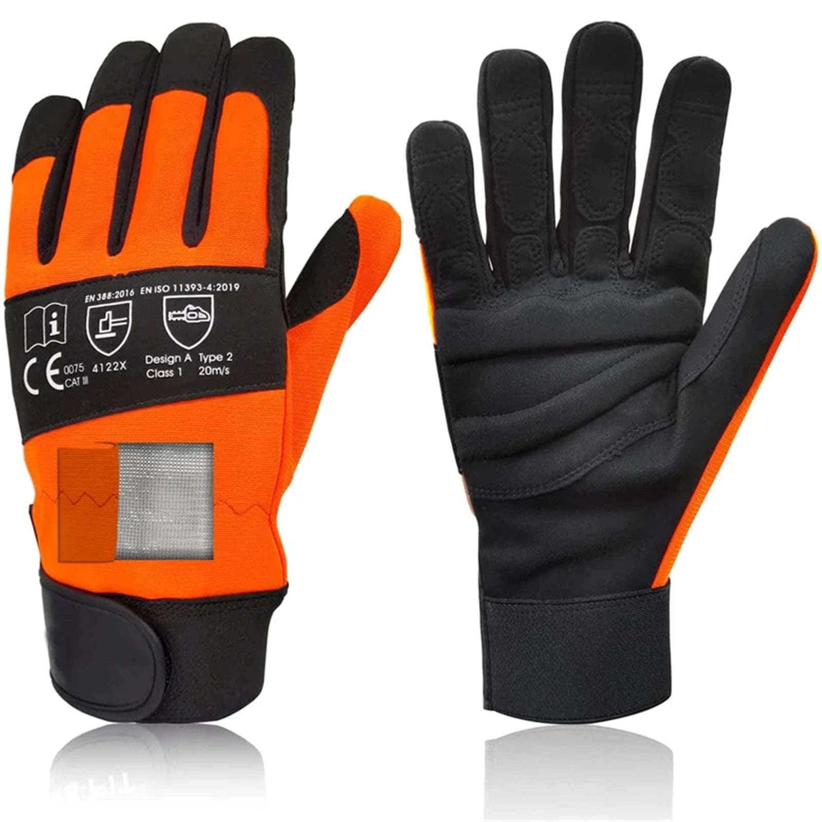 1 Pair Leather Chainsaw Safety Work Gloves Saw Protection On Both Hands ...
