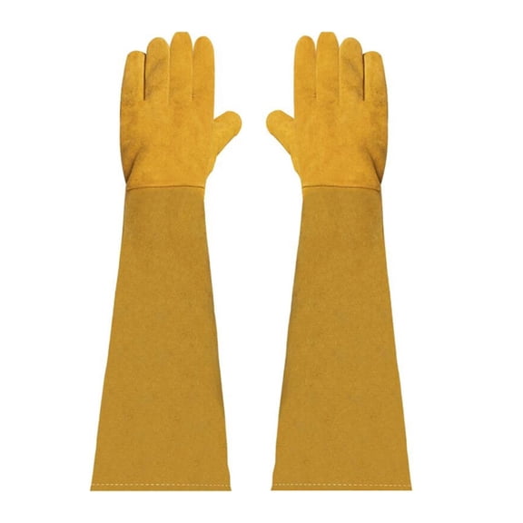 1 Pair Leather Welding Gloves Heat/Fire Resistant Mitts For Oven, Grill, Fireplace Gloves With 60cm Long Sleeve ,Widely Use
