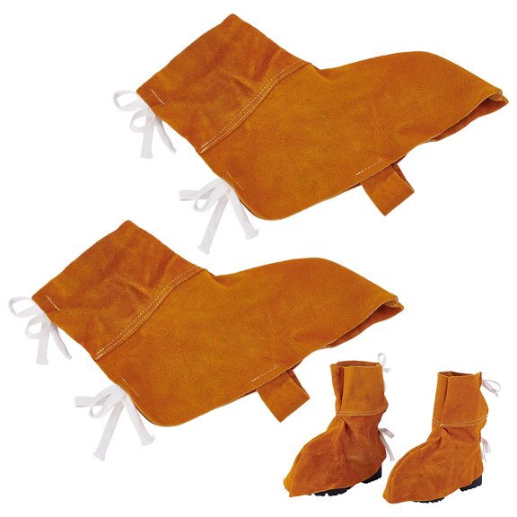 1 Pair Leather Welding Spats Welder Shoe Protector Welding Gaiters Heat and Abrasion Resistant Welder Covers Fire Resistant Protection