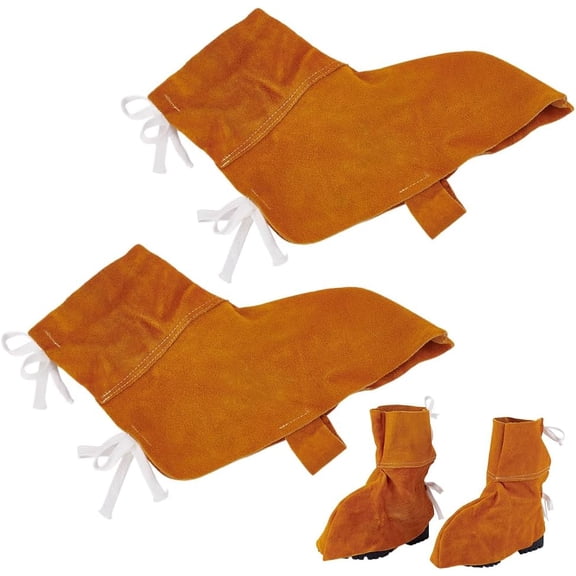 1 Pair Leather Welding Spats Welder Shoe Protector Welding Gaiters Heat and Abrasion Resistant Welder Covers Fire Resistant
