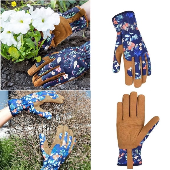 1 Pair Leather Work Gloves, Thorn Resistant Flexible Protective Hand Covers for Yard Weeding, Planting Outdoor Garden Work