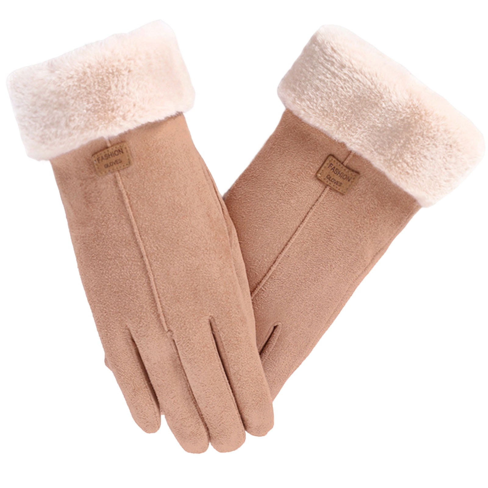 1 Pair Letter Logo Anti slip Windproof Solid Color Suede Gloves