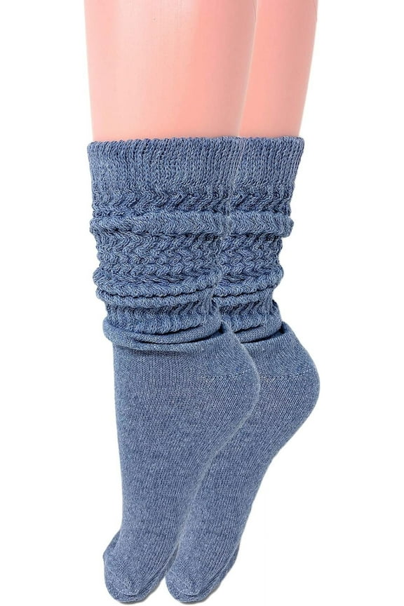 1 Pair Lightweight Slouch Socks for Women Shoe Size 5-10 (Captains Blue)