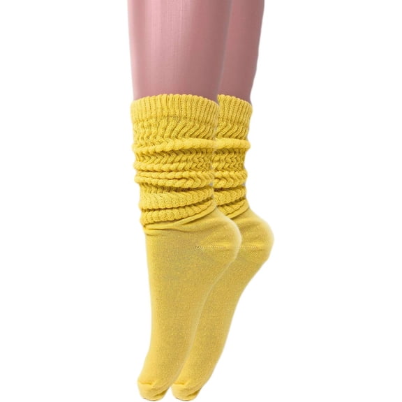 1 Pair Lightweight Slouch Socks for Women Shoe Size 5-10 (Limone)
