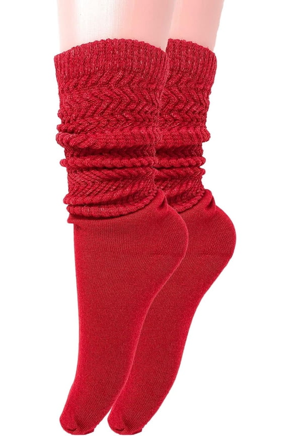 1 Pair Lightweight Slouch Socks for Women Shoe Size 5-10 (Red)