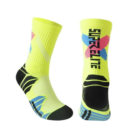 1 Pair Long Socks Non-slip Ankle Protection Comfortable Wear-resistant High Elasticity Foot Protector Shockproof Sweat Absorption Basketball Socks for Jogging-Blue Pink,One Size