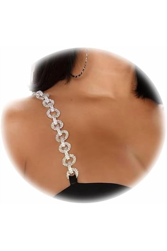1 Pair Luxury Rhinestone Adjustable Bra Shoulder Straps Crystal Underwear Chain Rhinestone Lingerie Strap Shoulder Bridal Wedding Dress Bra Shoulder Chain for Women Dress Accessories Jewelry