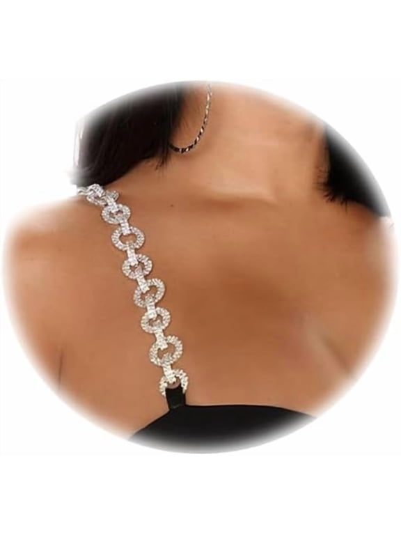 1 Pair Luxury Rhinestone Adjustable Bra Shoulder Straps Crystal Underwear Chain Rhinestone Lingerie Strap Shoulder Bridal Wedding Dress Bra Shoulder Chain for Women Dress Accessories Jewelry