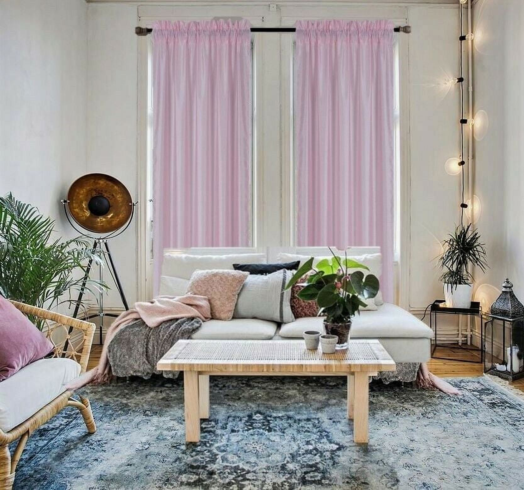 1 Pair MR2 Bubblegum Pink Sheer Panels Semi Transparent Voile With Rod