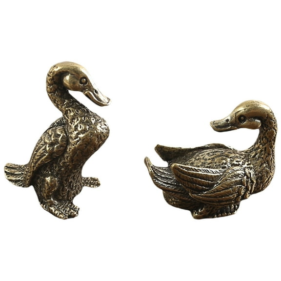 1 Pair Mandarin Duck Sculpture Brass Statue Decorative Ornament Living Room Decoration