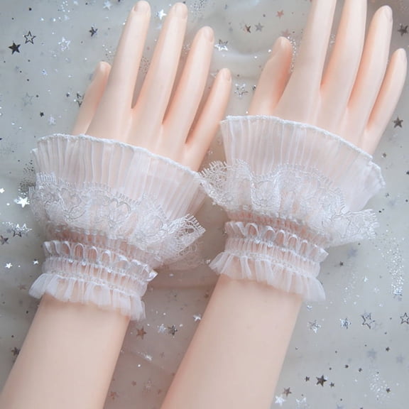 1 Pair Manicure Photo Lace Decorative Cuff Double-Layer Mesh Horn Sleeve Nail Showing Posing Sleeve DIY Shooting Background Prop