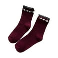 1 Pair Medium Tube Cotton Stocking Japanese Lace Pearl Socks Pile Socks