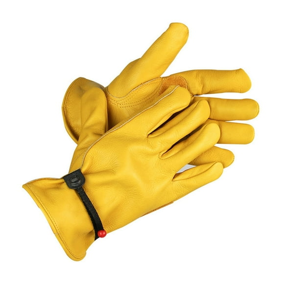 1 Pair Men Work Gloves Soft Cowhide Driver Driving Farm Garden Welding Security Protection Safety Workers Mechanic Glove ,Secure Grip