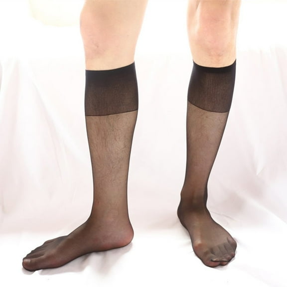 1 Pair Men\'s Casual Business Formal Dress Silk Socks Traceless See-Through Breathable Stockings Male Tube Socks
