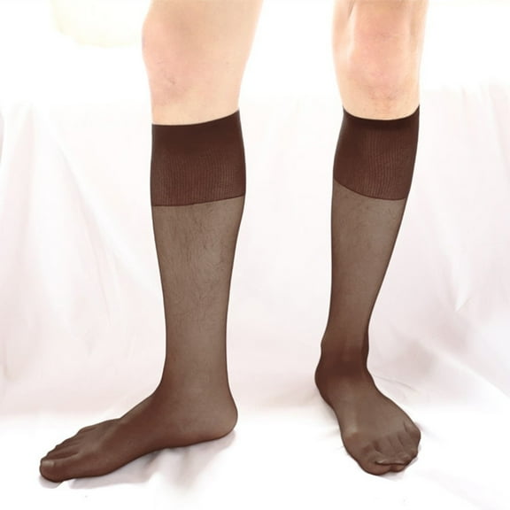 1 Pair Men\'s Casual Business Formal Dress Silk Socks Traceless See-Through Breathable Stockings Male Tube Socks