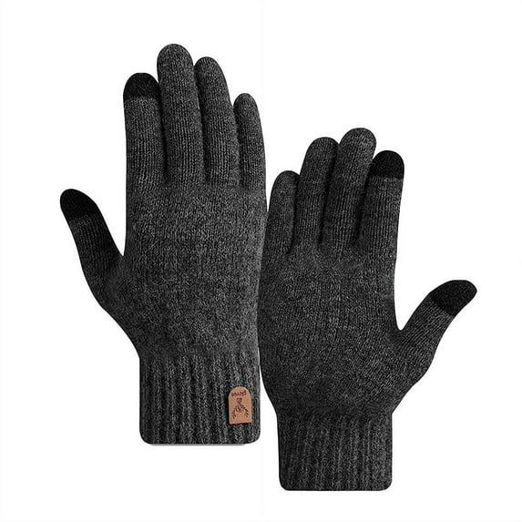 1 Pair Men's Warm Knitted Gloves, Touchscreen Friendly Thick Cold-Proof Gloves for Winter Use