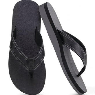 Mens Dark Grey Yoga Mat Leather Flip Flops Slip On Indoor Outdoor Sandal Slipper JIAHONG Mens Flip Flops Yoga Mat Leather Flip Flops with  main image 3