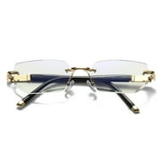 1 Pair Mens Diamond Shape Rimless Blue Light Blocking Reading Glasses Metal Readers +0.75