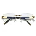 thumbnail image 1 of 1 Pair Mens Diamond Shape Rimless Blue Light Blocking Reading Glasses Metal Readers +1.00, 1 of 6