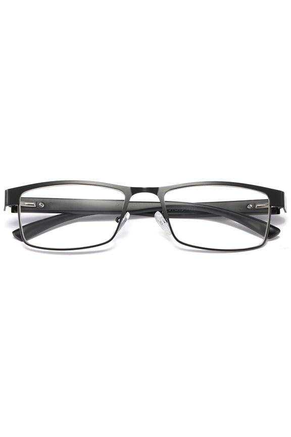 1 Pair Mens Rectangular Blue Light Blocking Reading Glasses Spring Hinge Readers +0.75