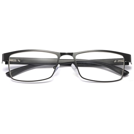 1 Pair Mens Rectangular Blue Light Blocking Reading Glasses Spring Hinge Readers +1.00