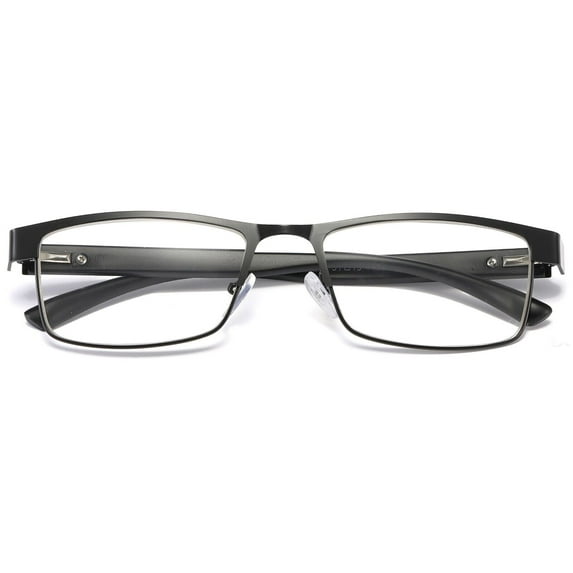 1 Pair Mens Rectangular Blue Light Blocking Reading Glasses Spring Hinge Readers +2.50