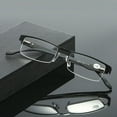 thumbnail image 1 of 1 Pair Mens Rectangular Metal Half Frame Reading Glasses Spring Hinge Black Readers +2.00, 1 of 6