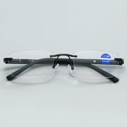 1 Pair Mens Rectangular Rimless Blue Light Blocking Reading Glasses Spring Hinge Readers +1.00