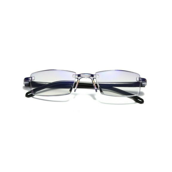 1 Pair Mens Rectangular Rimless Blue Light Blocking Reading Glasses Unisex Readers +1.00