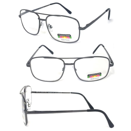 1 Pair Metal Frame Aviator No Line Progressive Trifocal Clear Lens Spring Hinge Reading Glasses - Better Then Bi-Focal bifocal.