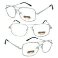 thumbnail image 1 of 1 Pair Metal Frame Aviator No Line Progressive Trifocal Clear Lens Spring Hinge Reading Glasses - Better Then Bi-Focal bifocal., 1 of 3