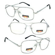 1 Pair Metal Frame Aviator No Line Progressive Trifocal Clear Lens Spring Hinge Reading Glasses - Better Then Bi-Focal bifocal.