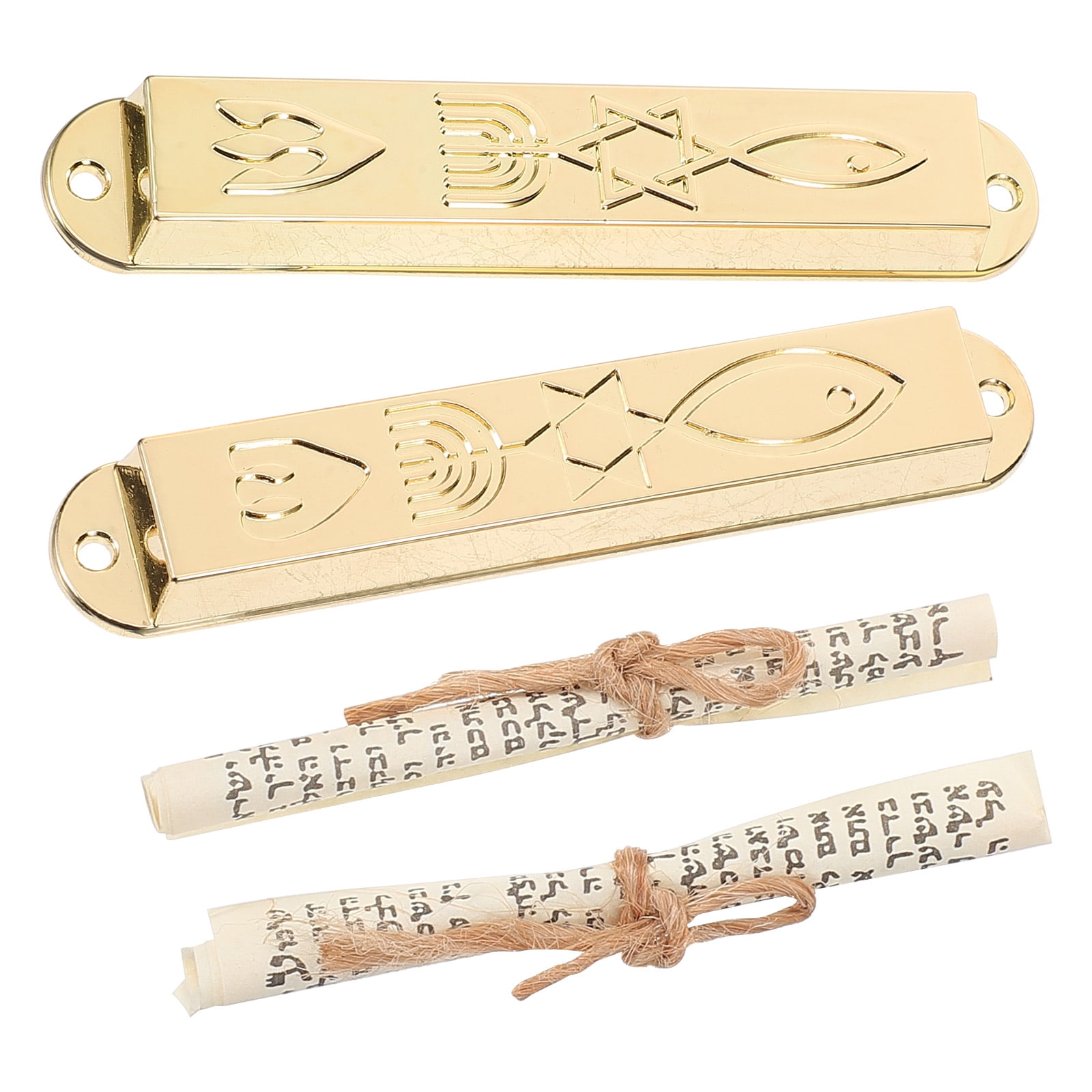 1 Pair Mezuzah Decorative Door Accent Antique Door Metal Mezuzah Adornment with Scroll