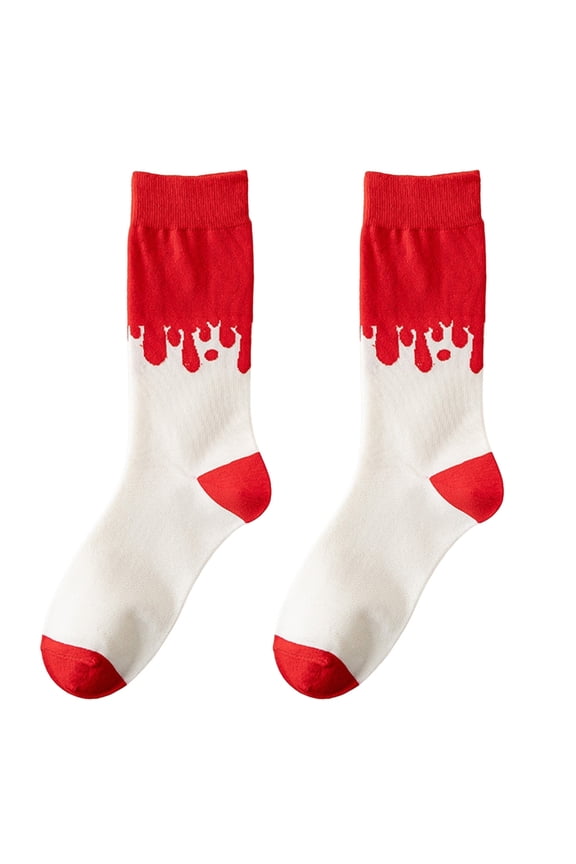 1 Pair Mid-Tube Ribbed Cuffs Elastic Ankle Women Socks Cute Rabbit Pattern Year Cotton Socks