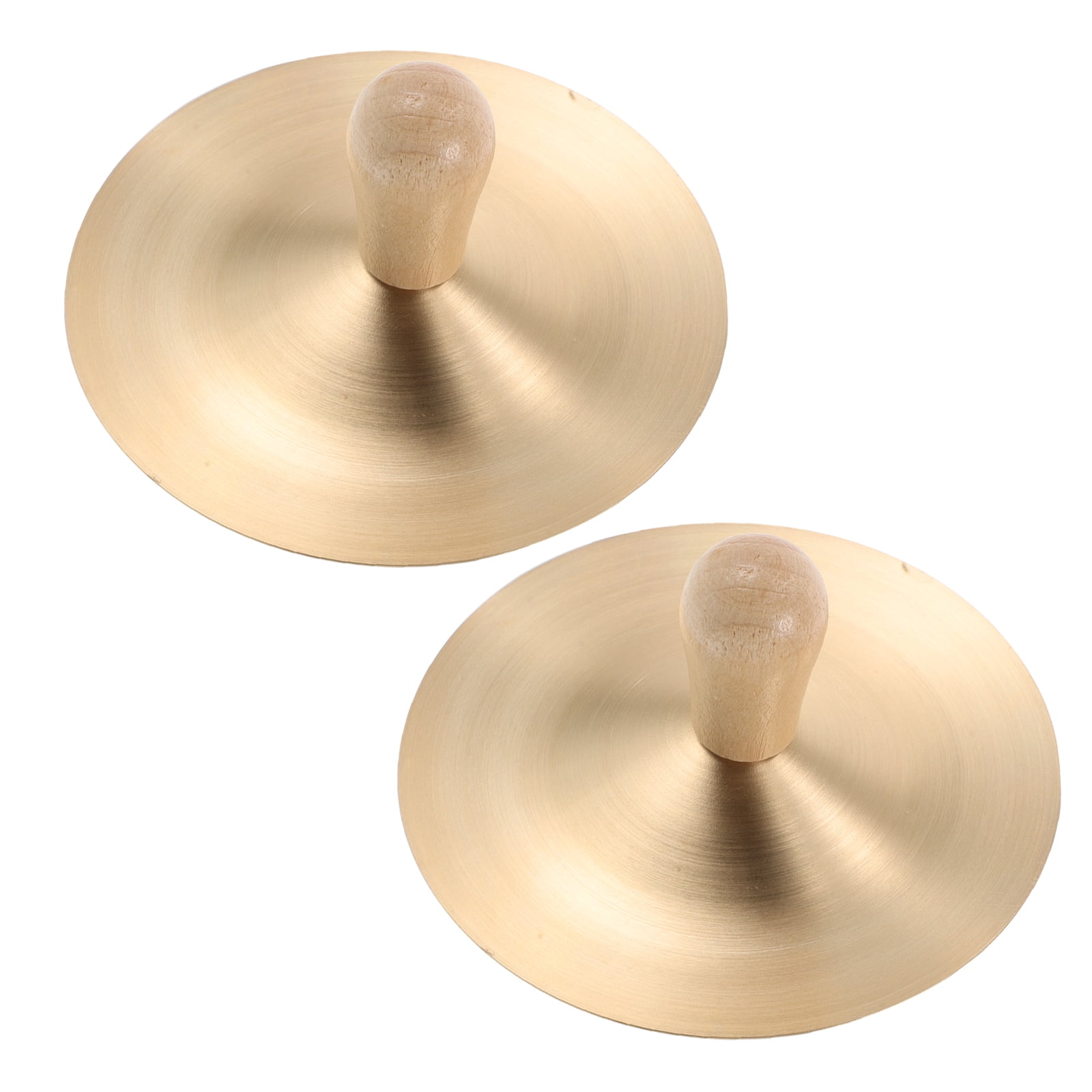 1 Pair Mini Copper Hand Cymbals Wooden Handle Finger Cymbals Finger Party Cymbals Drum Performance Cymbals for Dance Celebrations