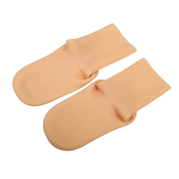 1 Pair Moisturizing Gel Socks Cracked Foot Care Protector Silicone Socks Beige L Size