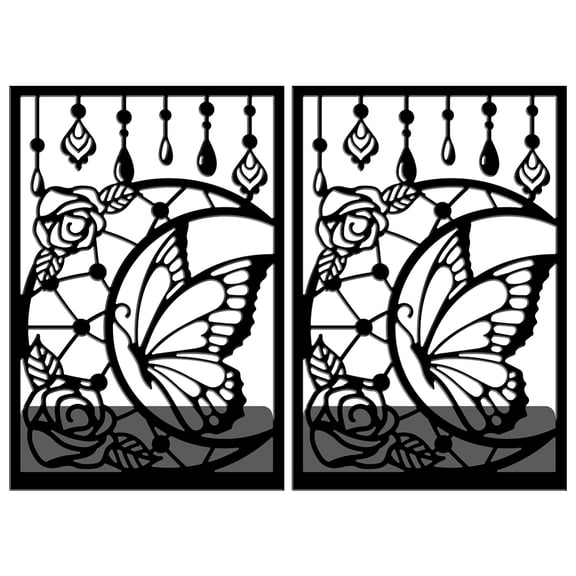 1 Pair Moon Butterfly Rose Metal Decorative Bookend for Shelves Heavy Duty Book Ends Modern Non-Skid Books Holder Stand Black