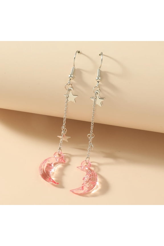 1 Pair Moon Drop Earrings Long Tassel Star Earrings Dangling Earrings Hanging Earrings Wedding Party Prom Earrings Everyday Illusion Jewelry for Women Wedding Birthday Party Jewelry Gifts