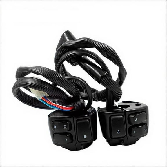 1 Pair Motorcycle 1" Handlebar Switches Control and Wiring Harness with 1996-2012 Harley Softail Dyna Sportster V-RodBlack