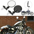 thumbnail image 1 of 1 Pair Motorcycle 3" Round 7/8" Handle Bar End Rearview Side Mirrors, 1 of 8