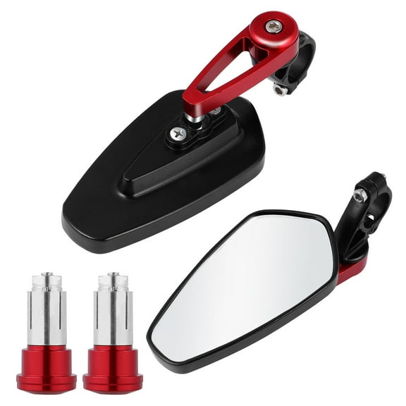 1 Pair Motorcycle Handlebar Reversing Mirror All Aluminum Rearview Mirror Reflector Modification Accessories (Red)