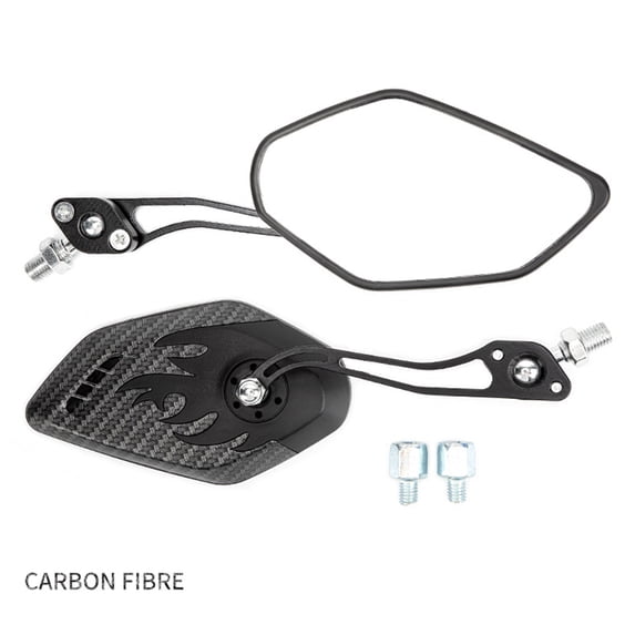 1 Pair Motorcycle Rearview Mirror Flame Pattern Reversing Mirror Electric Scooter Accessories for 8mm/10mm